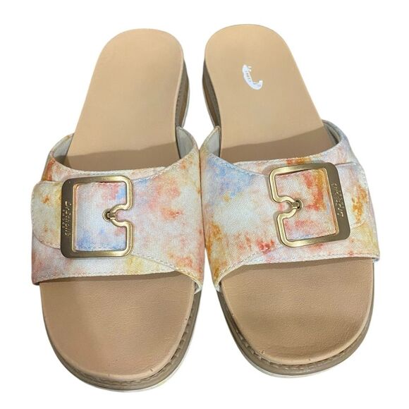 Dr. Scholl’s Size 8.5 Originalist 2 Slide Sandals Watercolor Blue Clay Beach - Picture 2 of 11